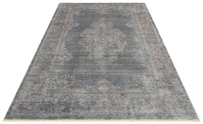 TAFTAN TF 04 DARK GREY BRONZE Pakistan Overdyed Tarzı Özel Hav Vermeyen ve El Emeği ile Özel Tezgahlarda Üretilen Uşak Halısı - HALI VAGONU