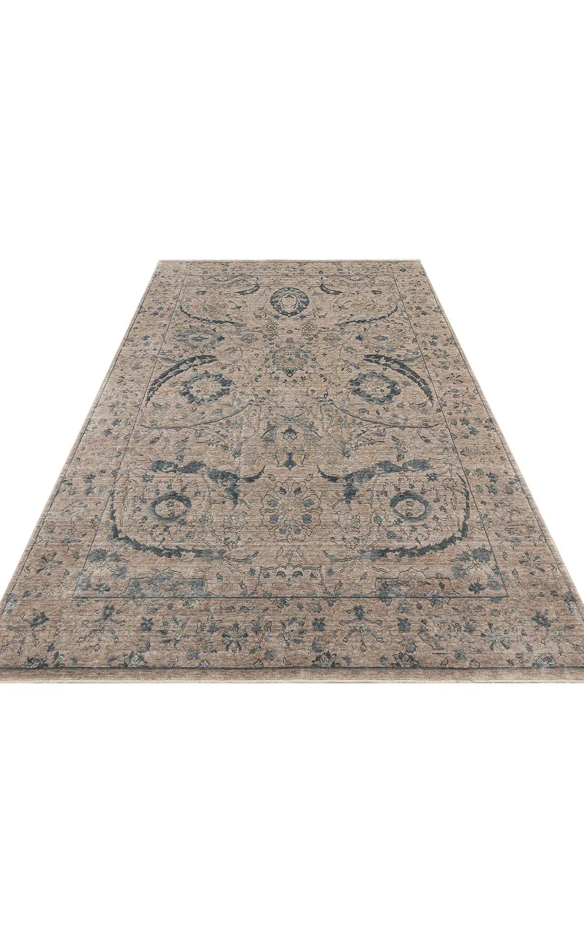 TAFTAN TF 07 SKY VİZON Pakistan Overdyed Tarzı Özel Hav Vermeyen ve El Emeği ile Özel Tezgahlarda Üretilen Uşak Halısı - HALI VAGONU