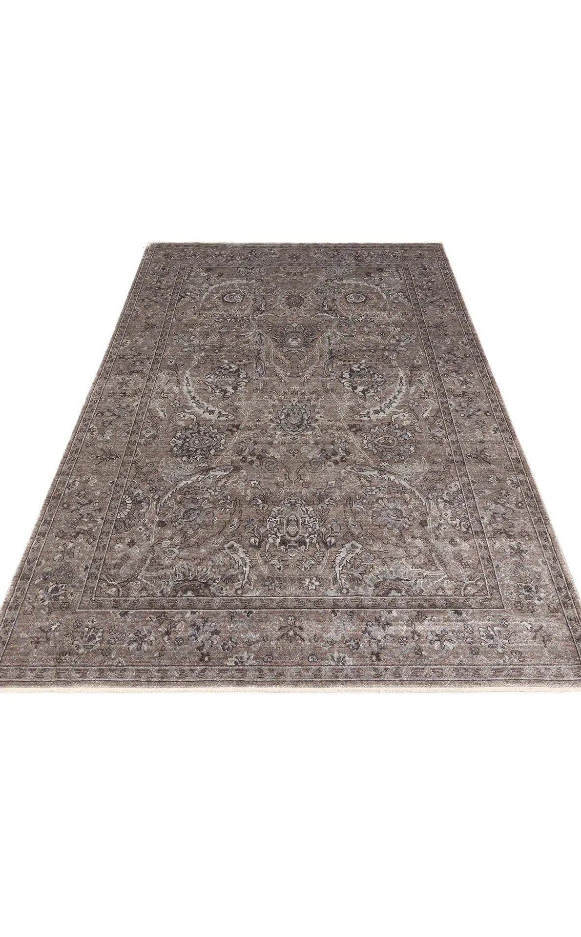 TAFTAN TF 07 SMOKE GREY Pakistan Overdyed Tarzı Özel Hav Vermeyen ve El Emeği ile Özel Tezgahlarda Üretilen Uşak Halısı - HALI VAGONU