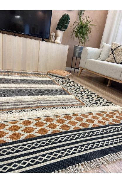Tafting Kilim Iskandinav Halı Peluşlu Dokuma Taban Yıkanabilir Dekoratif Kilim - HALI VAGONU