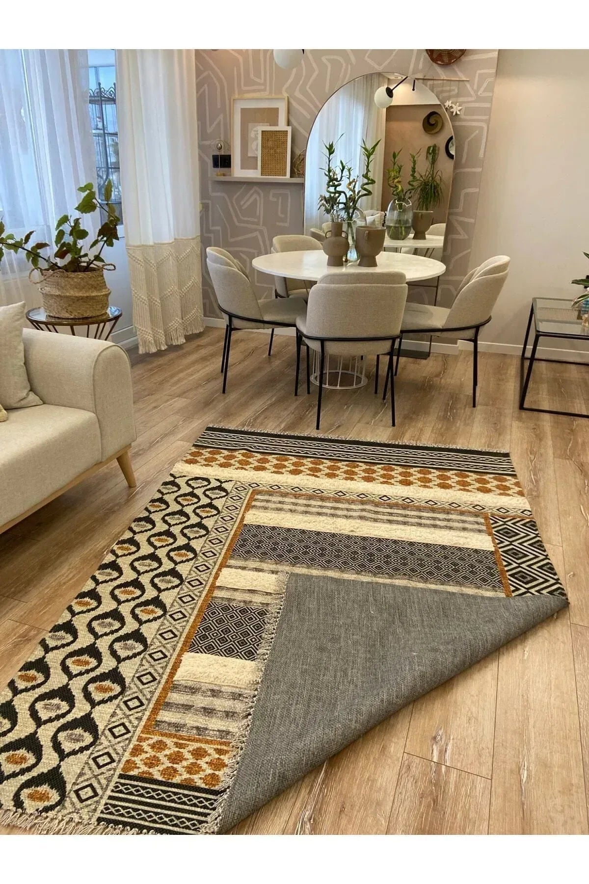 Tafting Kilim Iskandinav Halı Peluşlu Dokuma Taban Yıkanabilir Dekoratif Kilim - HALI VAGONU