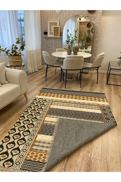 Tafting Kilim Iskandinav Halı Peluşlu Dokuma Taban Yıkanabilir Dekoratif Kilim - HALI VAGONU