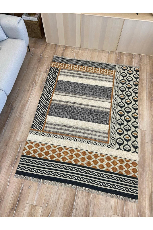 Tafting Kilim Iskandinav Halı Peluşlu Dokuma Taban Yıkanabilir Dekoratif Kilim - HALI VAGONU