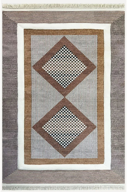 Tafting Kilim Serisi Üzeri Peluşlu Dokuma Taban Dekoratif Kilim - HALI VAGONU