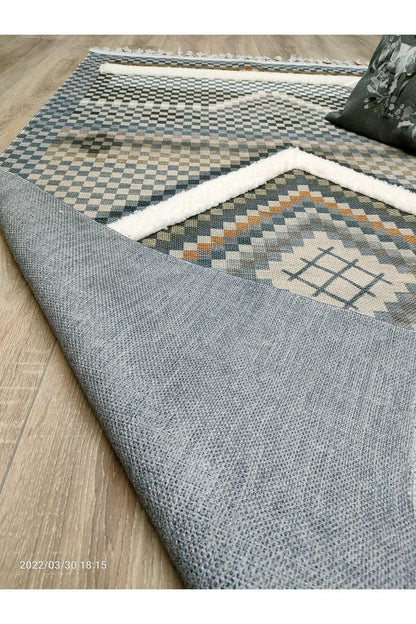 Tafting Kilim Serisi Üzeri Peluşlu Dokuma Taban Dekoratif Kilim - HALI VAGONU