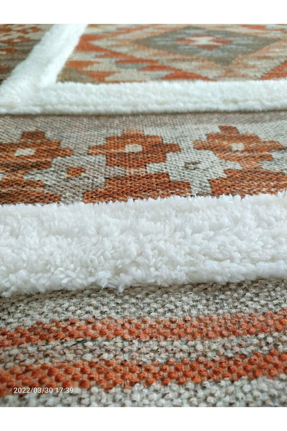 Tafting Kilim Serisi Üzeri Peluşlu Dokuma Taban Dekoratif Kilim - HALI VAGONU