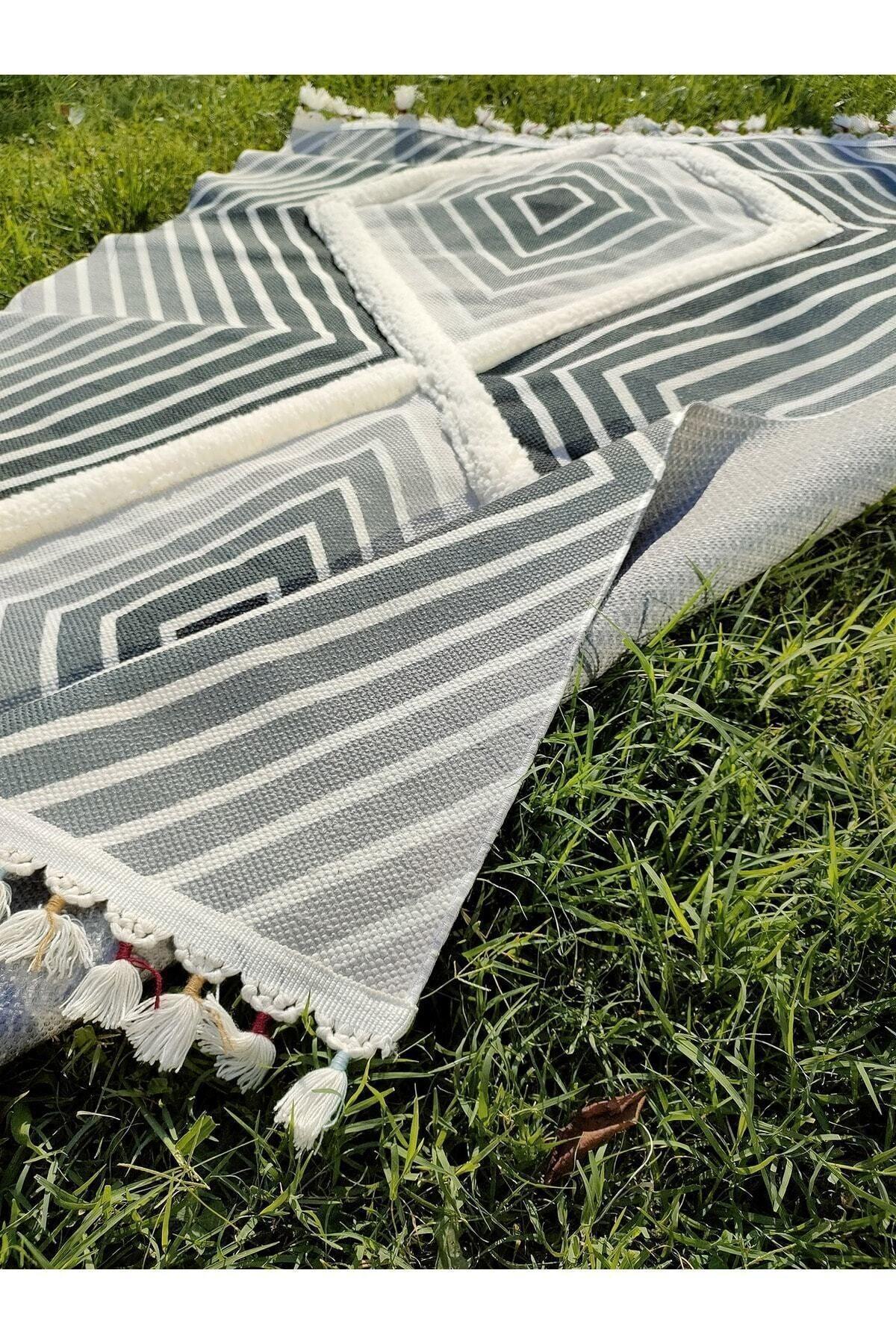 Tafting Kilim Serisi Üzeri Peluşlu Dokuma Taban Dekoratif Kilim - HALI VAGONU