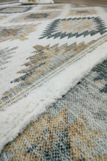 Tafting Kilim Serisi Üzeri Peluşlu Dokuma Taban Dekoratif Kilim - HALI VAGONU