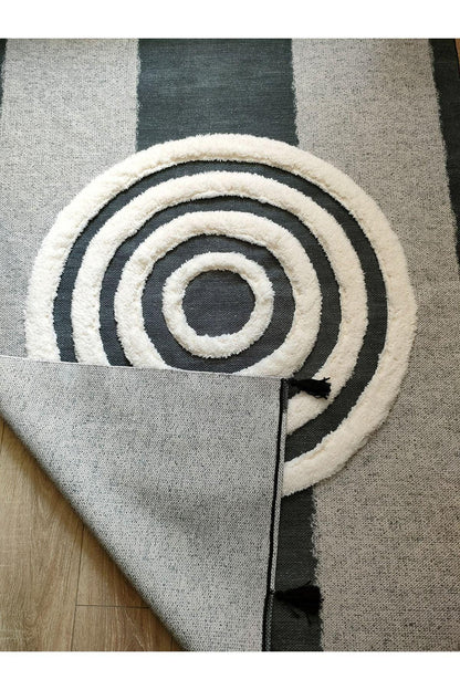 Tafting Kilim Serisi Üzeri Peluşlu Dokuma Taban Dekoratif Kilim - HALI VAGONU