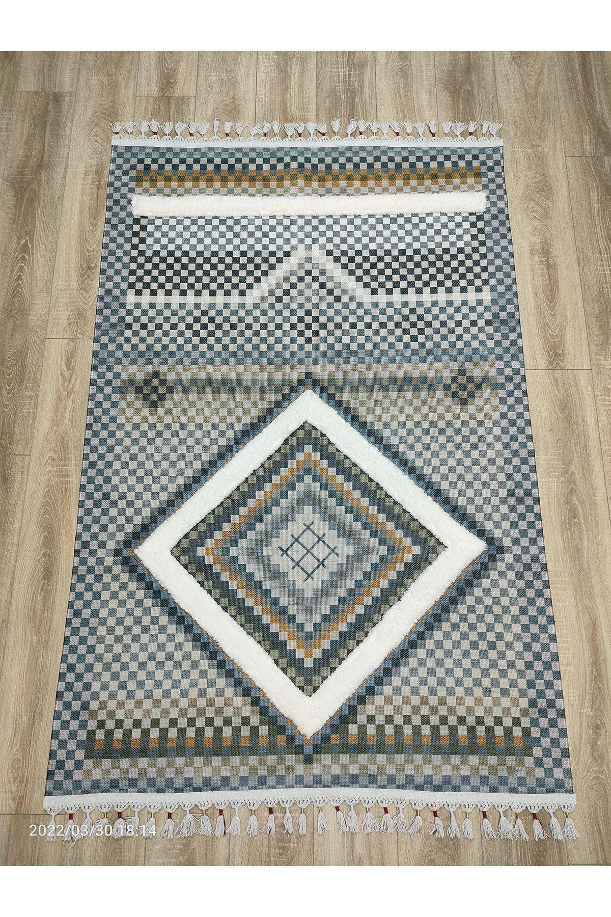 Tafting Kilim Serisi Üzeri Peluşlu Dokuma Taban Dekoratif Kilim - HALI VAGONU
