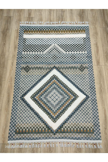 Tafting Kilim Serisi Üzeri Peluşlu Dokuma Taban Dekoratif Kilim - HALI VAGONU