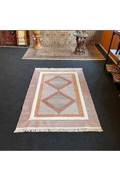 Tafting Kilim Serisi Üzeri Peluşlu Dokuma Taban Dekoratif Kilim - HALI VAGONU