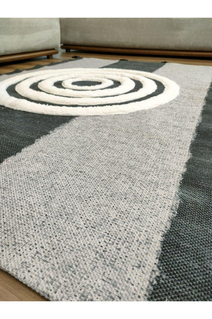 Tafting Kilim Serisi Üzeri Peluşlu Dokuma Taban Dekoratif Kilim - HALI VAGONU