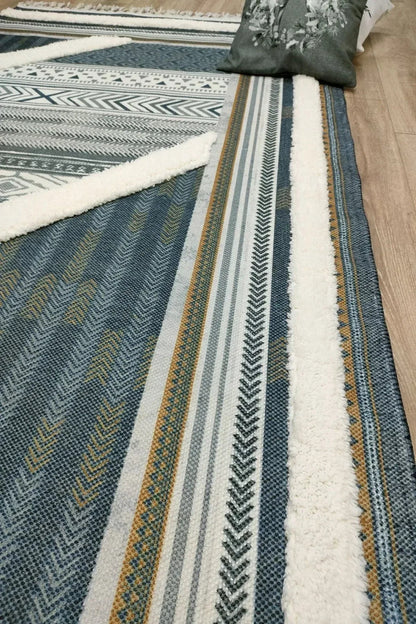 Tafting Kilim Serisi Üzeri Peluşlu Dokuma Taban Dekoratif Kilim - HALI VAGONU