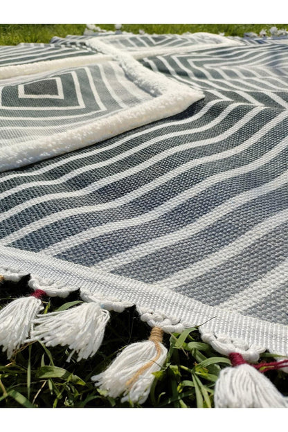 Tafting Kilim Serisi Üzeri Peluşlu Dokuma Taban Dekoratif Kilim - HALI VAGONU