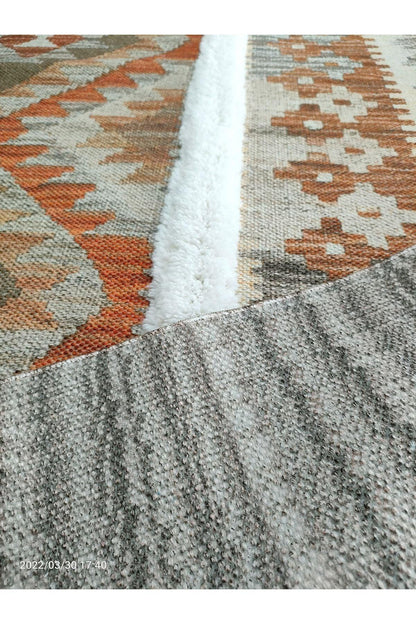 Tafting Kilim Serisi Üzeri Peluşlu Dokuma Taban Dekoratif Kilim - HALI VAGONU