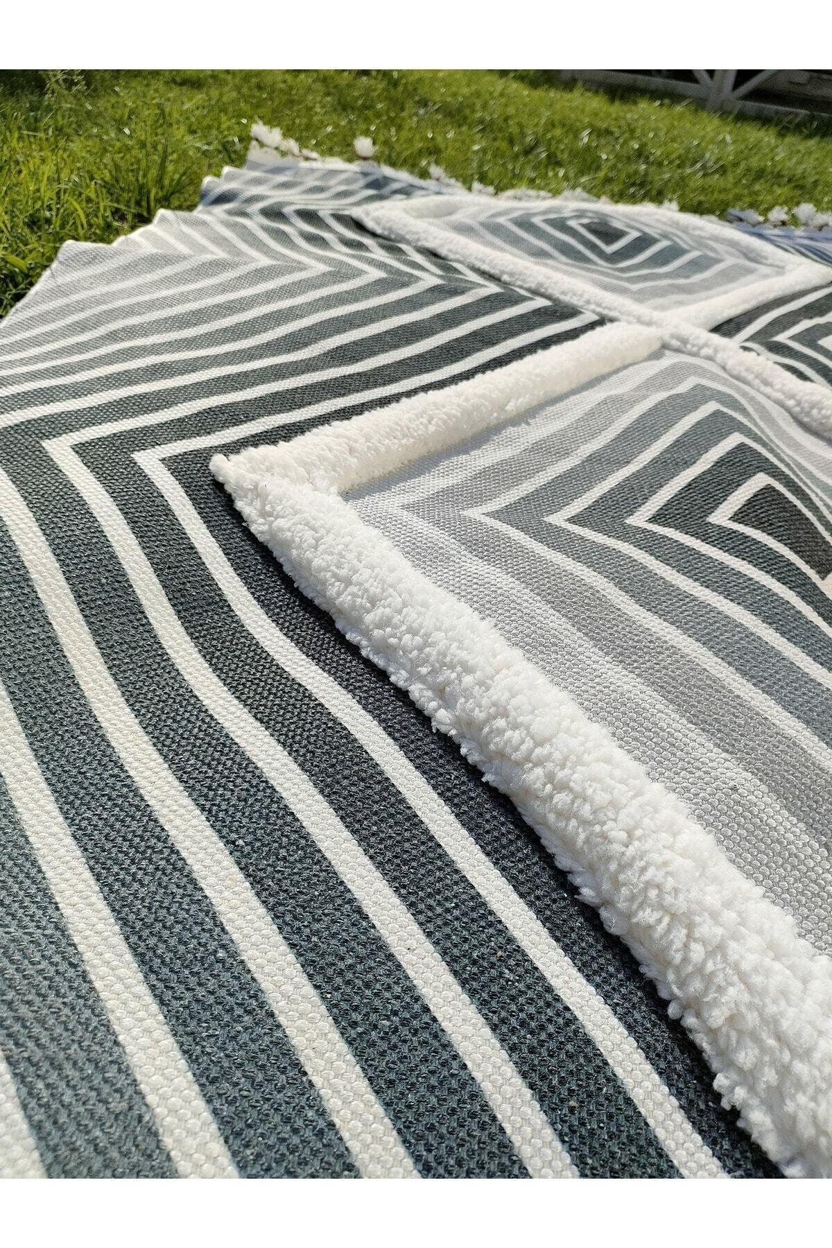 Tafting Kilim Serisi Üzeri Peluşlu Dokuma Taban Dekoratif Kilim - HALI VAGONU