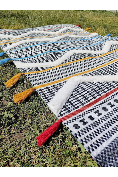 Tafting Kilim Serisi Üzeri Peluşlu Dokuma Taban Dekoratif Kilim - HALI VAGONU