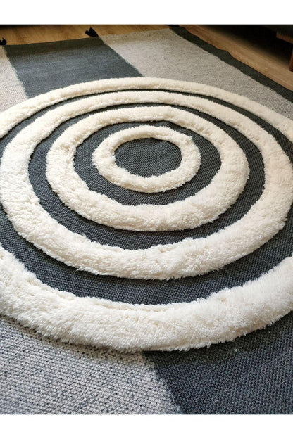 Tafting Kilim Serisi Üzeri Peluşlu Dokuma Taban Dekoratif Kilim - HALI VAGONU