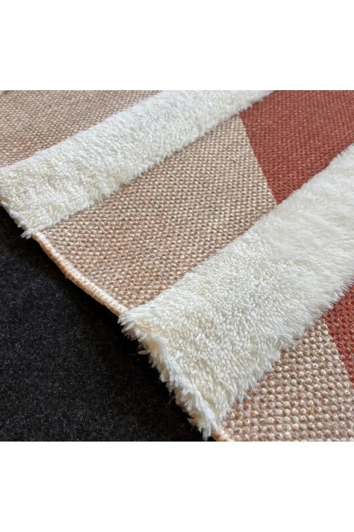 Tafting Kilim Serisi Üzeri Peluşlu Dokuma Taban Dekoratif Kilim - HALI VAGONU