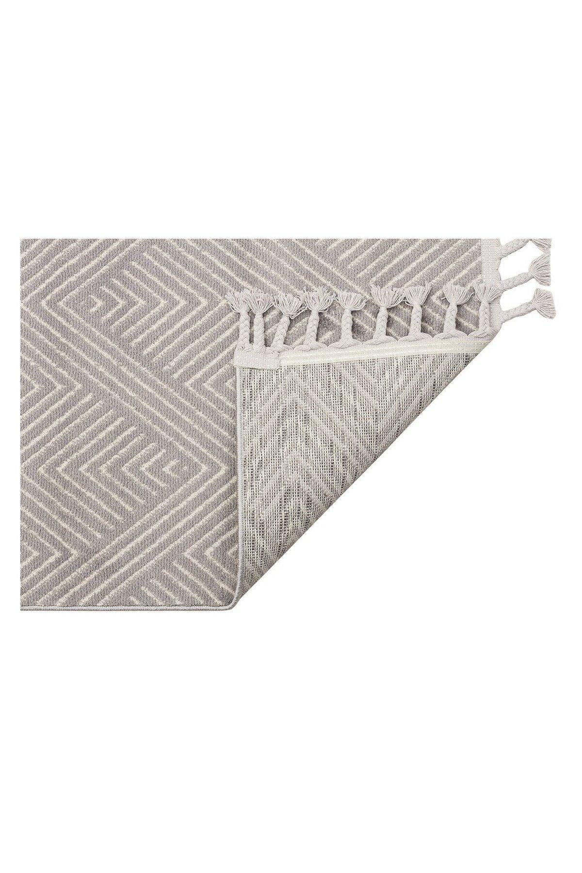 Urban Urb 01 Grey Whıte Etnik Desenlere Sahip Hav Toz Vermez Yumuşak Dokulu Modern Halı - HALI VAGONU