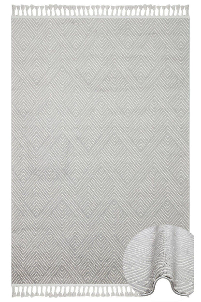 Urban Urb 01 Grey Whıte Etnik Desenlere Sahip Hav Toz Vermez Yumuşak Dokulu Modern Halı - HALI VAGONU