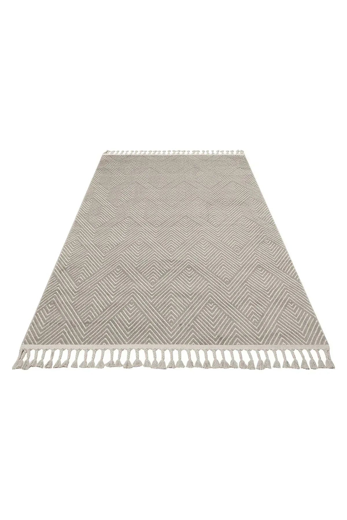Urban Urb 01 Grey Whıte Etnik Desenlere Sahip Hav Toz Vermez Yumuşak Dokulu Modern Halı - HALI VAGONU