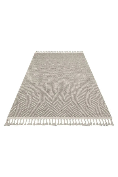 Urban Urb 01 Grey Whıte Etnik Desenlere Sahip Hav Toz Vermez Yumuşak Dokulu Modern Halı - HALI VAGONU