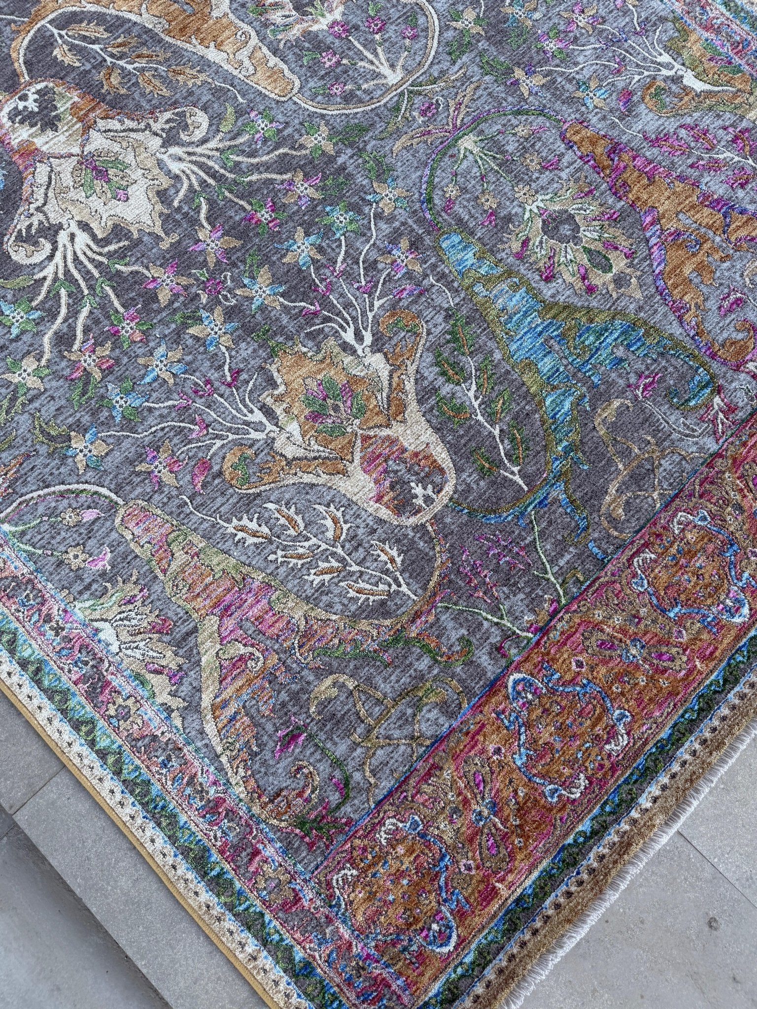 Vintage Bohem Desenli Halı – İpeksi Yumuşak Polyester, Leke Tutmaz & Kolay Temizlenir, Dokuma Salon ve Ofis Halısı - 800 Multi - HALI VAGONU