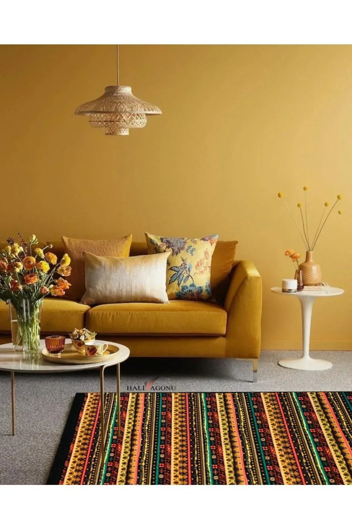 Yumuşak Dokulu Bambu Soft Kilim - Etnik Saçaklı Dijital Baskı HV - SK - 903 - HALI VAGONU