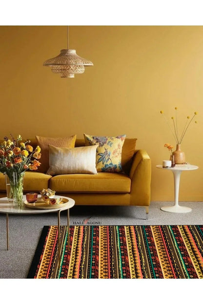 Yumuşak Dokulu Bambu Soft Kilim - Etnik Saçaklı Dijital Baskı HV - SK - 903 - HALI VAGONU
