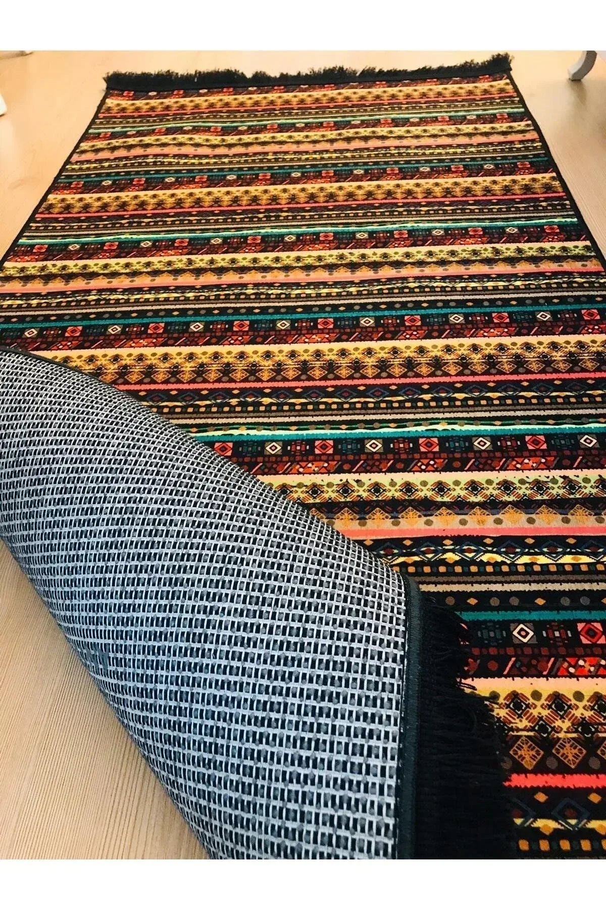 Yumuşak Dokulu Bambu Soft Kilim - Etnik Saçaklı Dijital Baskı HV - SK - 903 - HALI VAGONU