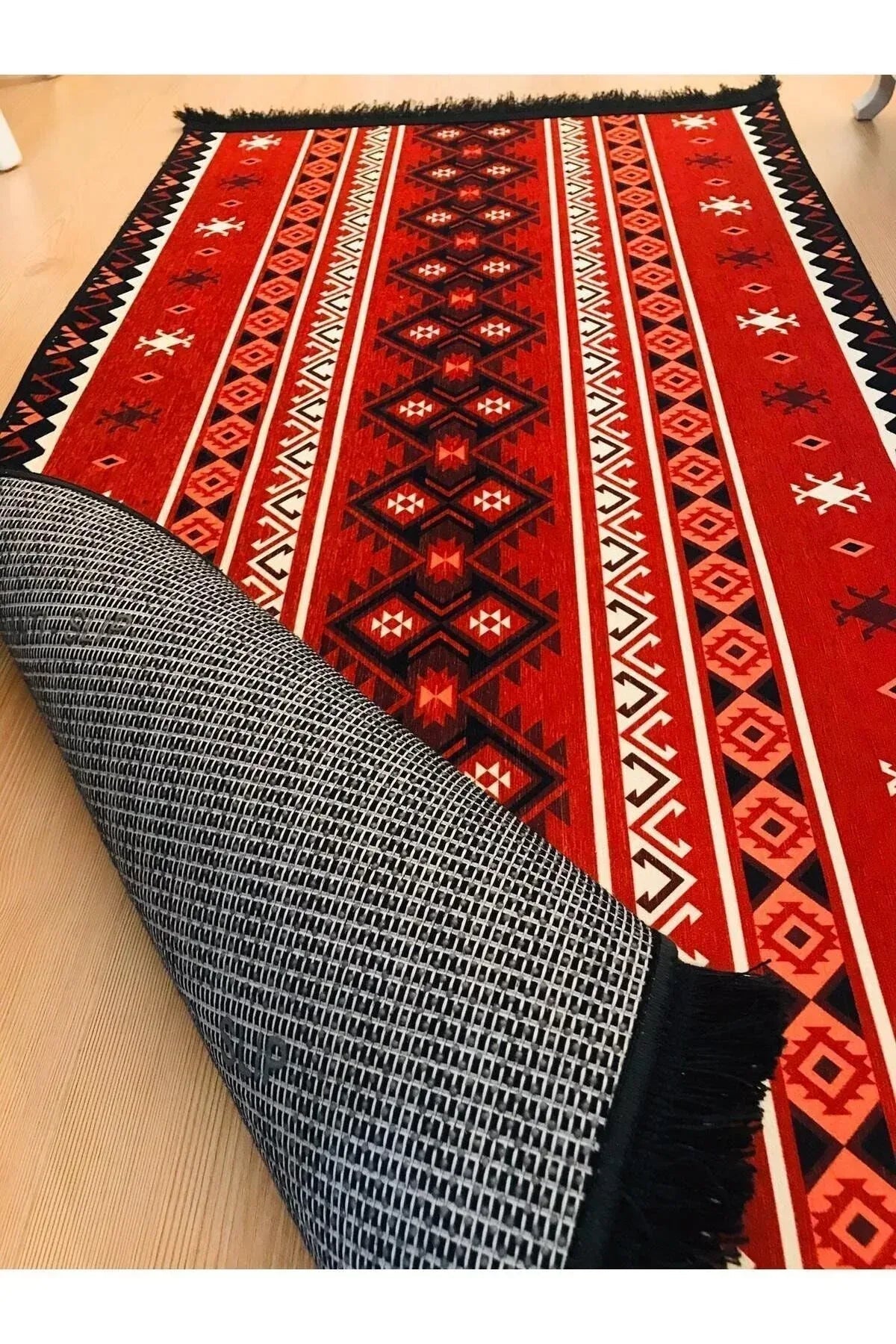 Yumuşak Dokulu Bambu Soft Kilim - Etnik Saçaklı Dijital Baskı HV - SK - 908 - HALI VAGONU