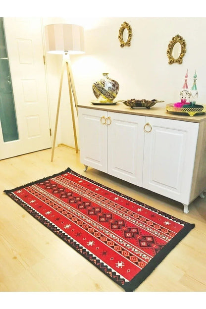 Yumuşak Dokulu Bambu Soft Kilim - Etnik Saçaklı Dijital Baskı HV - SK - 908 - HALI VAGONU