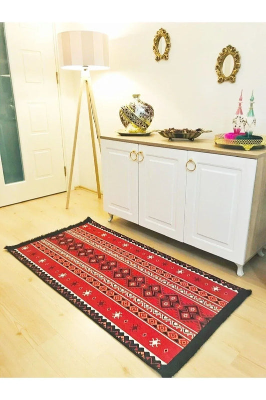 Yumuşak Dokulu Bambu Soft Kilim - Etnik Saçaklı Dijital Baskı HV - SK - 908 - HALI VAGONU