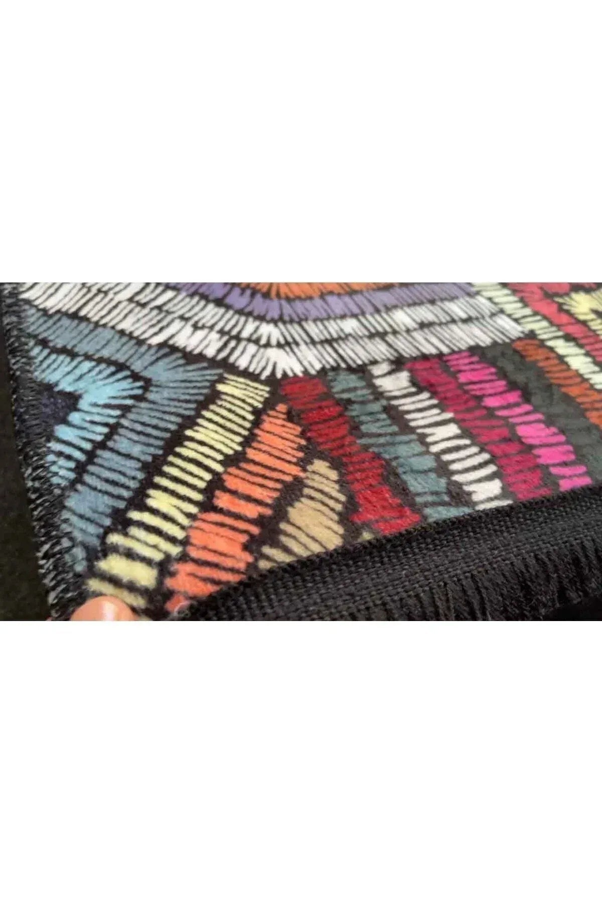 Yumuşak Dokulu Bambu Soft Kilim - Etnik Saçaklı Dijital Baskı HV - SK - 909 - HALI VAGONU