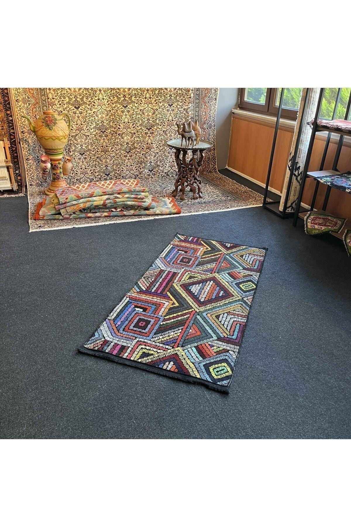 Yumuşak Dokulu Bambu Soft Kilim - Etnik Saçaklı Dijital Baskı HV - SK - 909 - HALI VAGONU