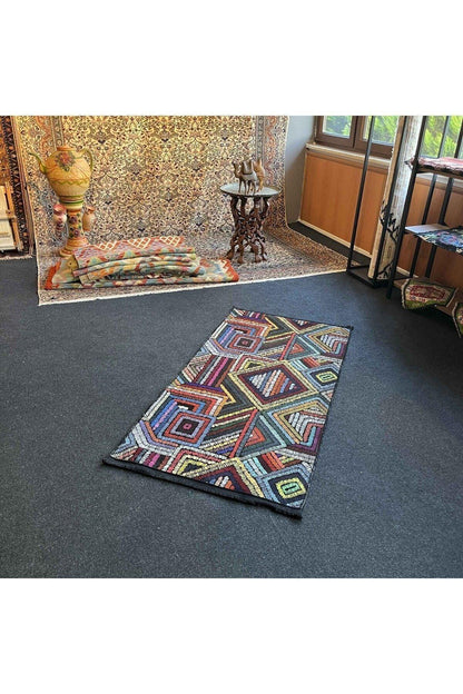 Yumuşak Dokulu Bambu Soft Kilim - Etnik Saçaklı Dijital Baskı HV - SK - 909 - HALI VAGONU