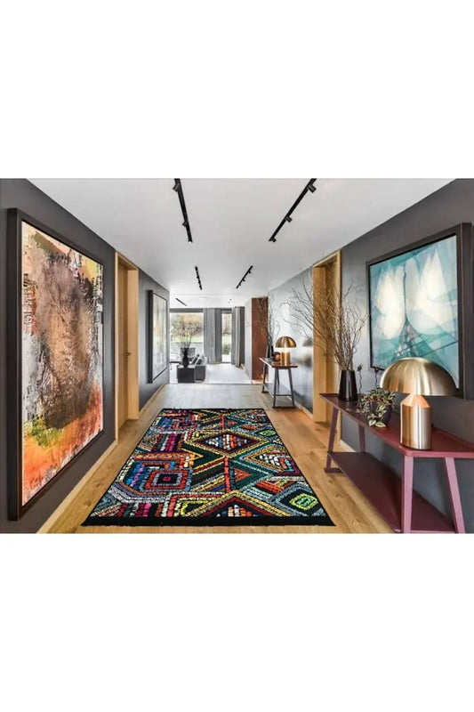 Yumuşak Dokulu Bambu Soft Kilim - Etnik Saçaklı Dijital Baskı HV - SK - 909 - HALI VAGONU