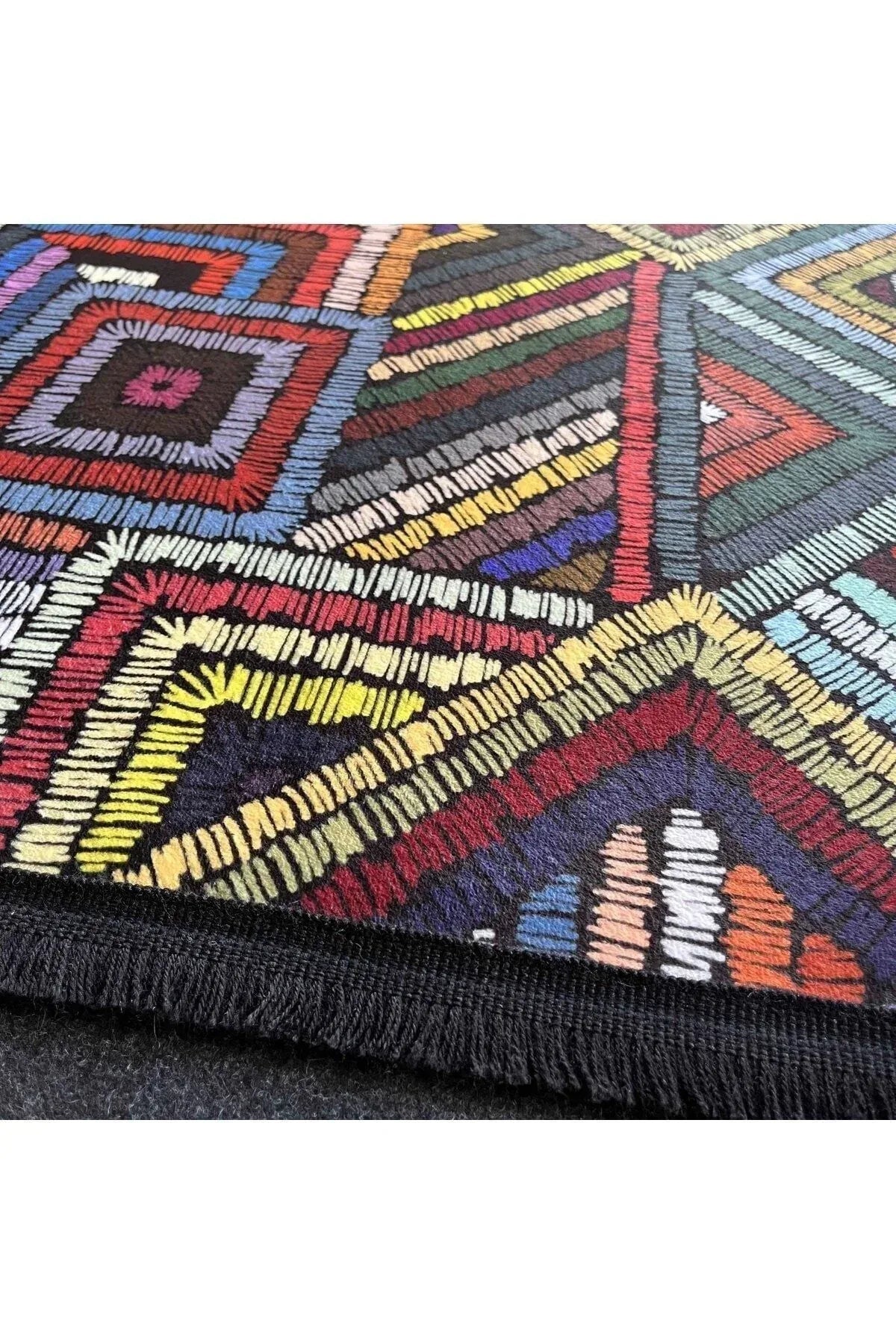 Yumuşak Dokulu Bambu Soft Kilim - Etnik Saçaklı Dijital Baskı HV - SK - 909 - HALI VAGONU