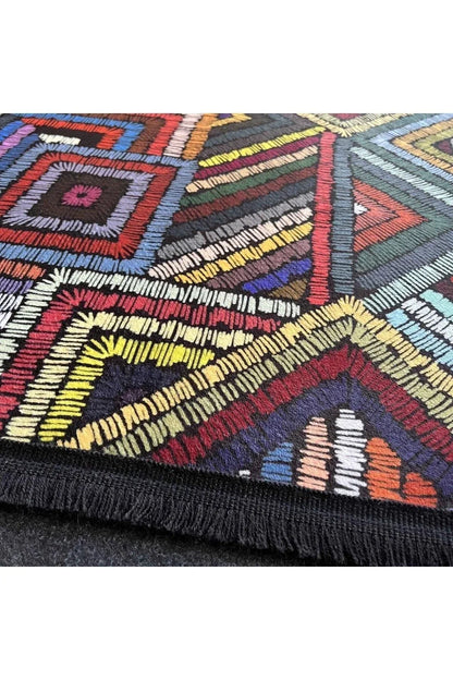 Yumuşak Dokulu Bambu Soft Kilim - Etnik Saçaklı Dijital Baskı HV - SK - 909 - HALI VAGONU
