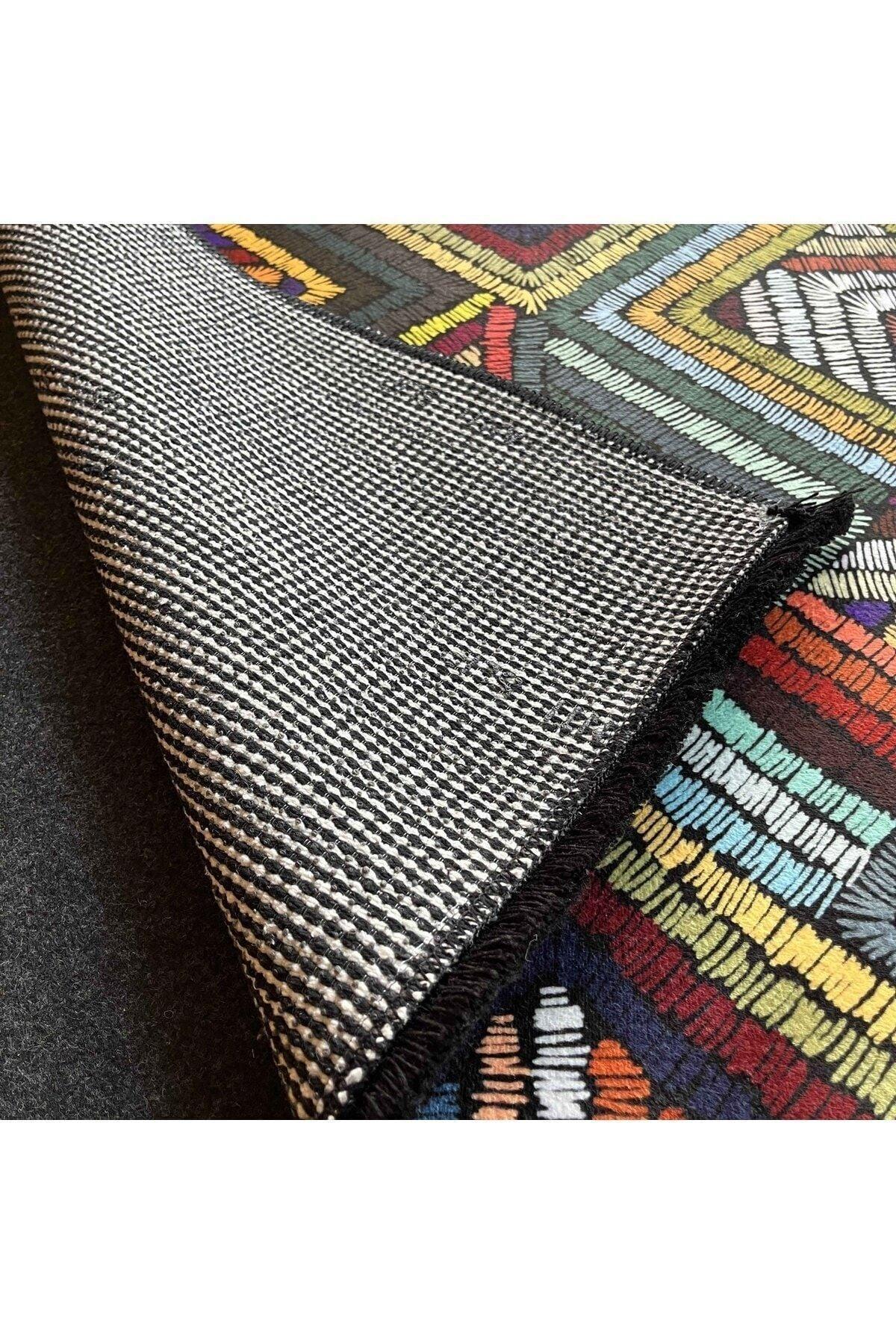 Yumuşak Dokulu Bambu Soft Kilim - Etnik Saçaklı Dijital Baskı HV - SK - 909 - HALI VAGONU