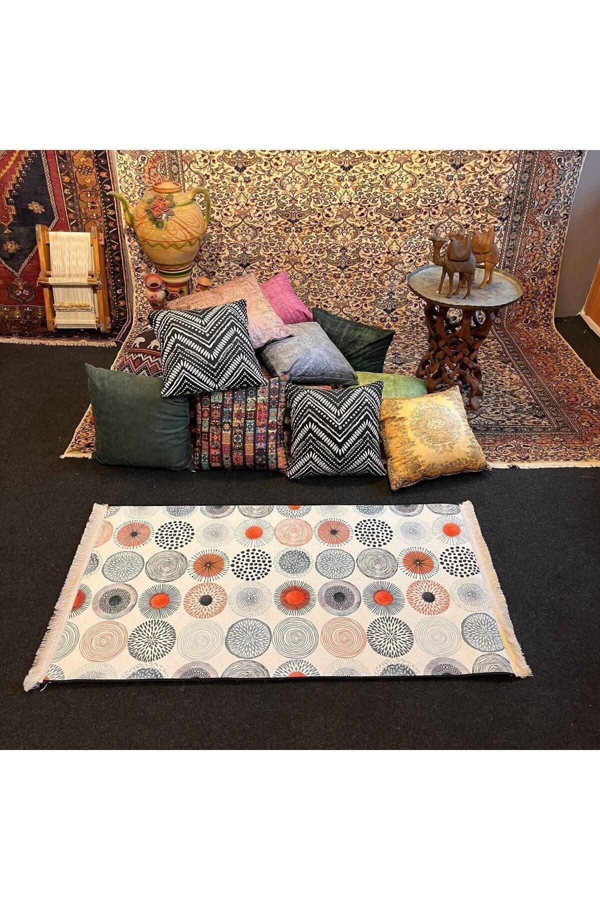 Yumuşak Dokulu Bambu Soft Kilim - Etnik Saçaklı Dijital Baskı HV - SK - 912 - HALI VAGONU