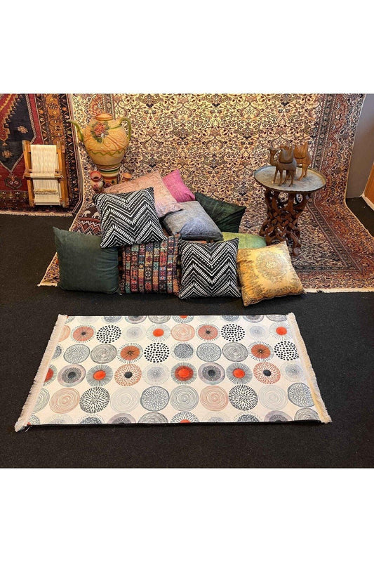 Yumuşak Dokulu Bambu Soft Kilim - Etnik Saçaklı Dijital Baskı HV - SK - 912 - HALI VAGONU