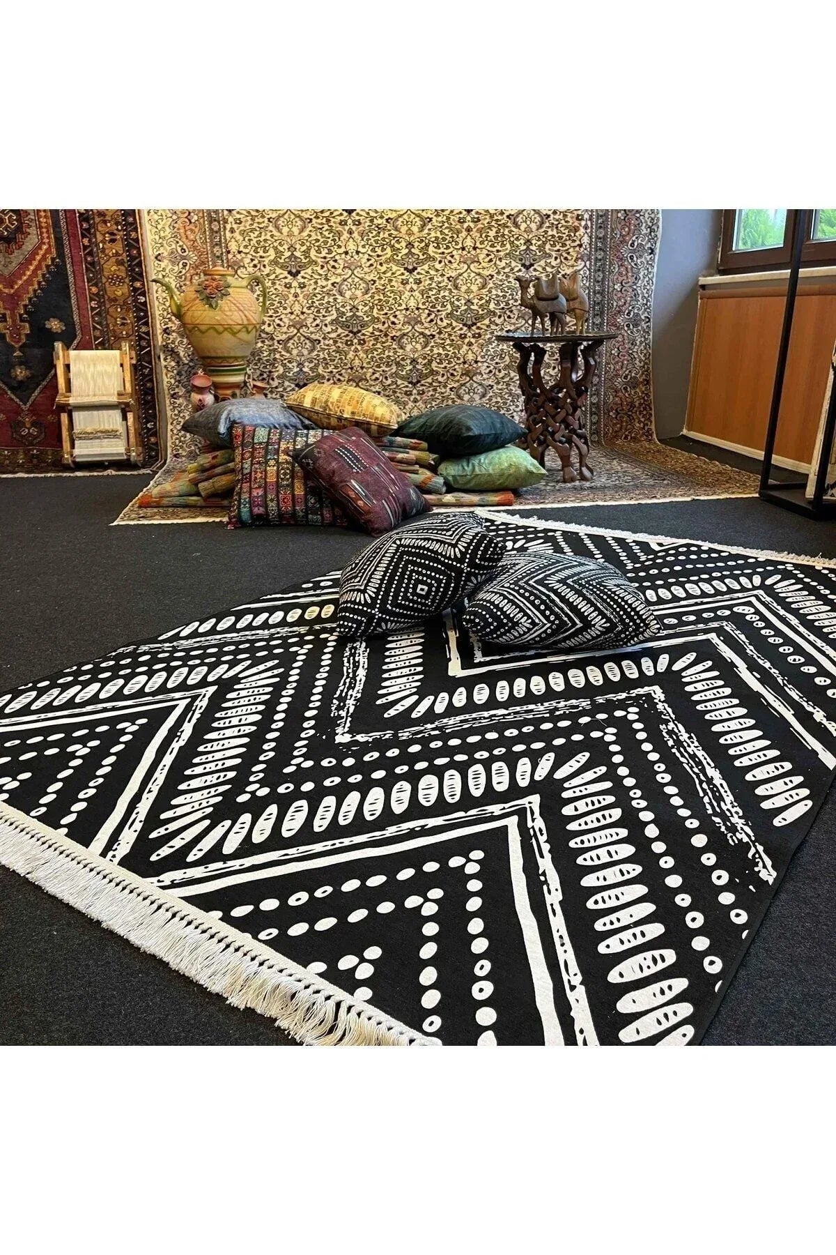 Yumuşak Dokulu Bambu Soft Kilim İskandinav Saçaklı Dijital Baskı HV - SK - 900 - HALI VAGONU