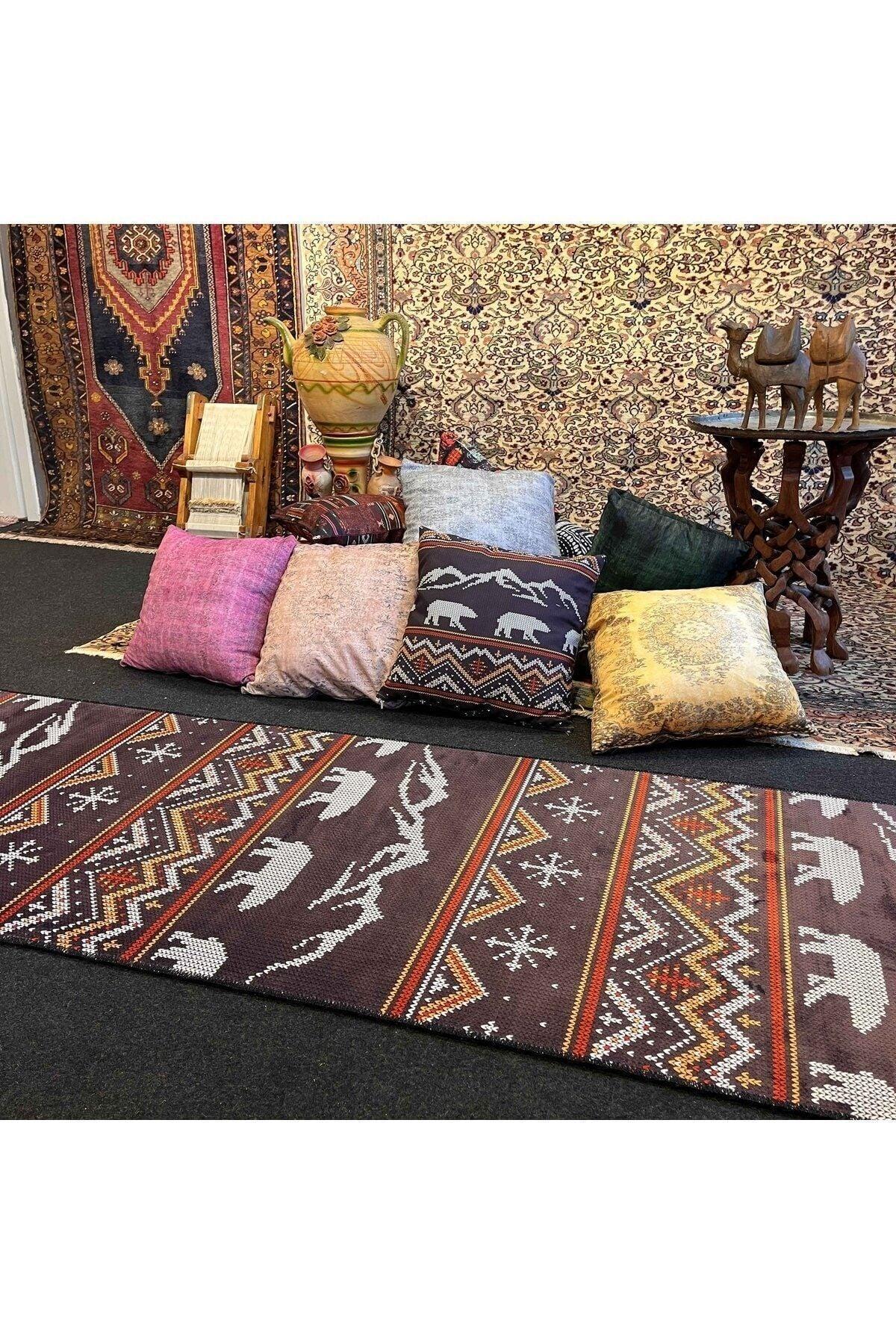 Yumuşak Dokulu Bambu Soft Kilim İskandinav Saçaklı Dijital Baskı HV - SK - 902 - HALI VAGONU