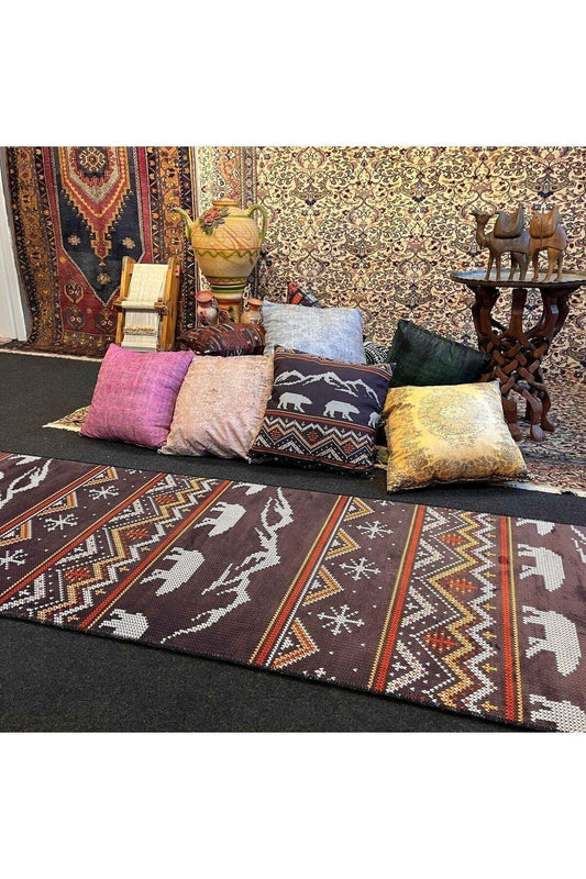 Yumuşak Dokulu Bambu Soft Kilim İskandinav Saçaklı Dijital Baskı HV - SK - 902 - HALI VAGONU