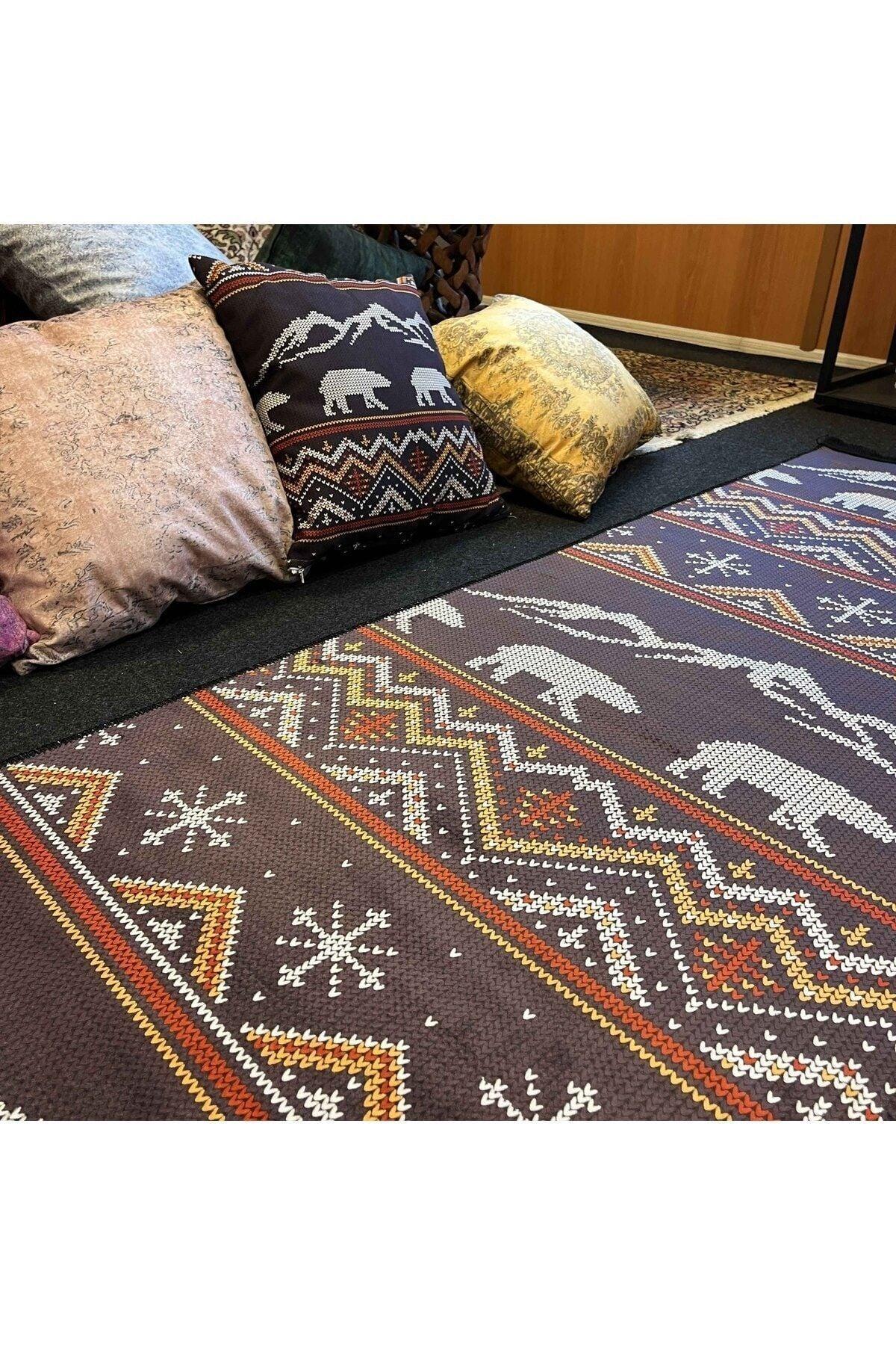 Yumuşak Dokulu Bambu Soft Kilim İskandinav Saçaklı Dijital Baskı HV - SK - 902 - HALI VAGONU
