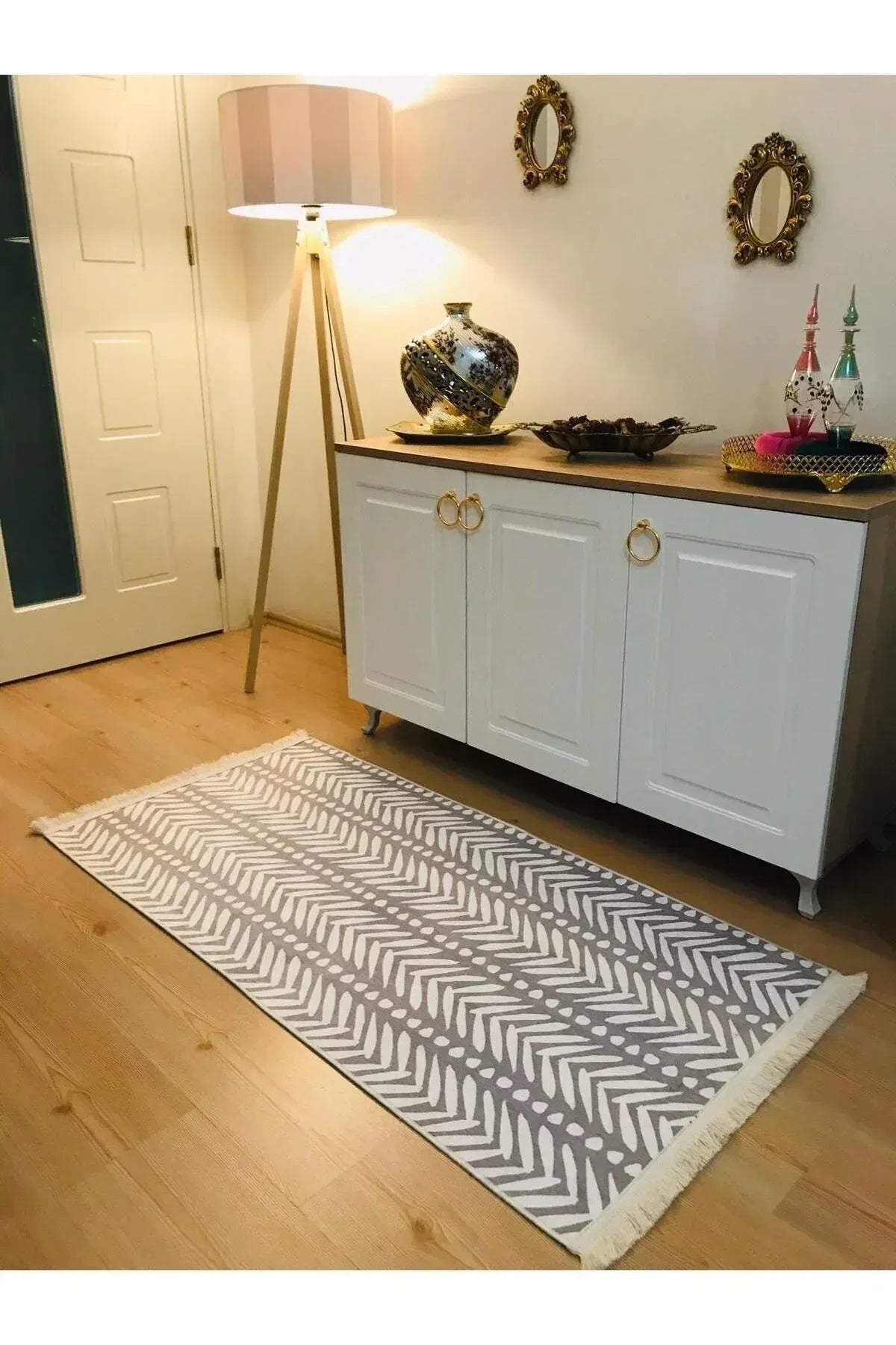 Yumuşak Dokulu Bambu Soft Kilim - İskandinav Saçaklı Dijital Baskı HV - SK - 916 - HALI VAGONU