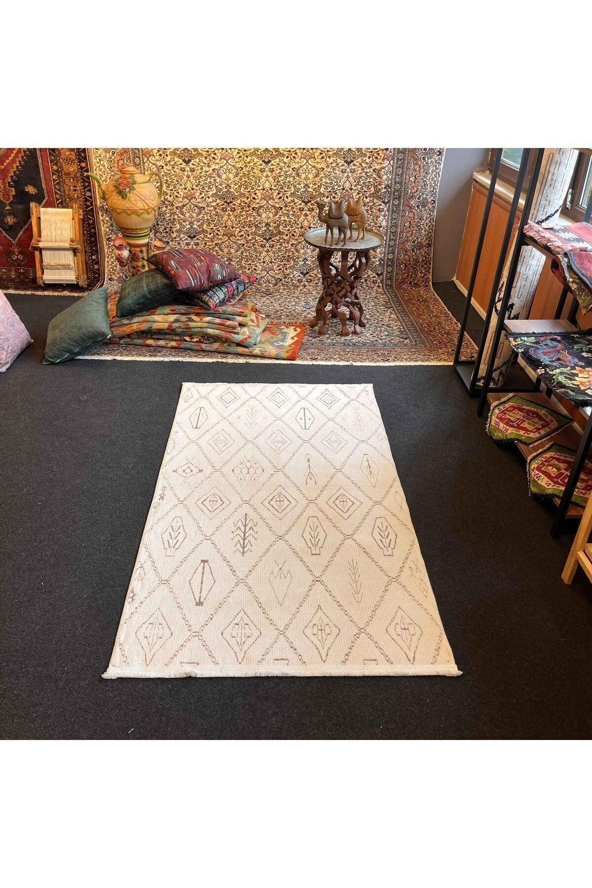 Yumuşak Dokulu Bambu Soft Kilim - Ourain Saçaklı Dijital Baskı - HALI VAGONU